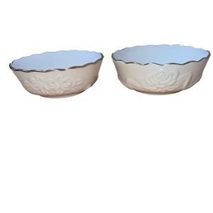 Lenox Ivory Small Bowls With Embossed Rose Gold Scalloped Trim Set Of 2 4.5”